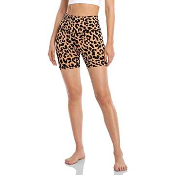 HeyNuts Women's High Waist Cheetah Biker Shorts 6-Inch
