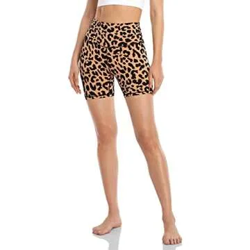 HeyNuts Women's High Waist Cheetah Biker Shorts 6-Inch