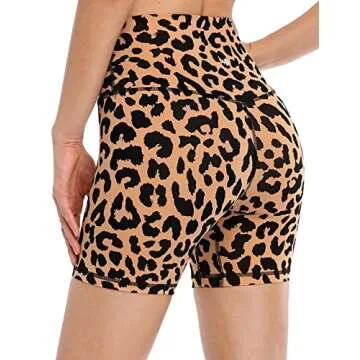 HeyNuts Women's High Waist Cheetah Biker Shorts 6-Inch