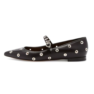 Elegant Orimeto Women Studded Ballet Flats with Secure Buckle Closure