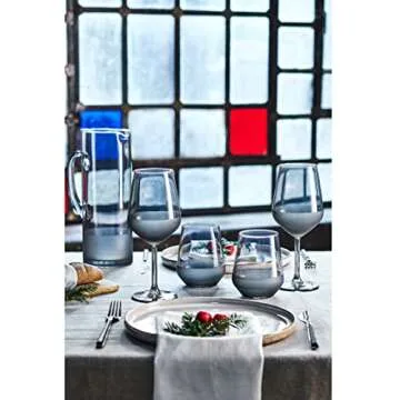 RAKLE – Luxury Matte Blue Wine Glasses Set of 4 – 16.5Oz Glass Set Ideal for Special Events, Themed Parties, Dinner Table, Everyday Use – Modern and Elegant Design, Luxury Wine Glasses