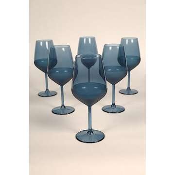 RAKLE – Luxury Matte Blue Wine Glasses Set of 4 – 16.5Oz Glass Set Ideal for Special Events, Themed Parties, Dinner Table, Everyday Use – Modern and Elegant Design, Luxury Wine Glasses