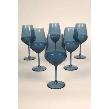 RAKLE – Luxury Matte Blue Wine Glasses Set of 4 – 16.5Oz Glass Set Ideal for Special Events, Themed Parties, Dinner Table, Everyday Use – Modern and Elegant Design, Luxury Wine Glasses