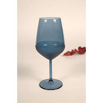 RAKLE – Luxury Matte Blue Wine Glasses Set of 4 – 16.5Oz Glass Set Ideal for Special Events, Themed Parties, Dinner Table, Everyday Use – Modern and Elegant Design, Luxury Wine Glasses