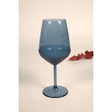 RAKLE – Luxury Matte Blue Wine Glasses Set of 4 – 16.5Oz Glass Set Ideal for Special Events, Themed Parties, Dinner Table, Everyday Use – Modern and Elegant Design, Luxury Wine Glasses