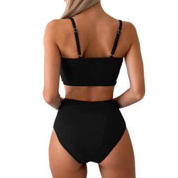 Women's High Waisted Bikini Set with Bow - Two Piece Swimsuit for Summer