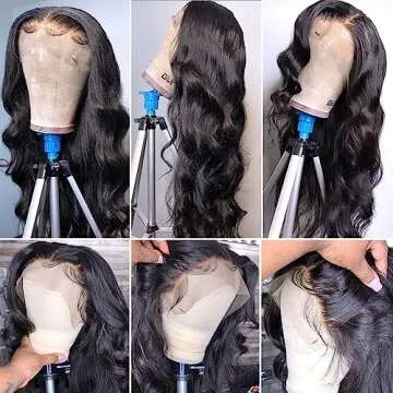 QUANDIAN 28 Inch Body Wave Lace Front Wigs Human Hair 13X6 HD Lace Frontal Wigs Human Hair 180% Dens...
