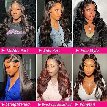 QUANDIAN 28 Inch Body Wave Lace Front Wig for Women
