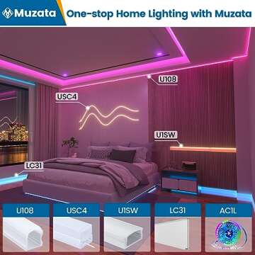Muzata 6Pack 3.3FT LED Channel for Spotless Lighting