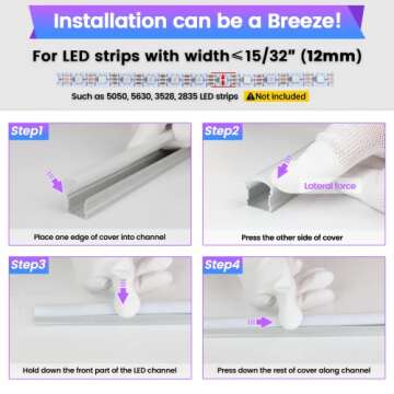 Muzata 6Pack 3.3FT LED Channel for Spotless Lighting