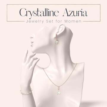 Crystalline Azuria Jewelry Simulated White Pearls Necklace Earrings Bracelet for Women Wedding Party...