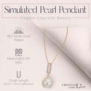 Crystalline Azuria Jewelry Simulated White Pearls Necklace Earrings Bracelet for Women Wedding Party Bridal and Bridesmaid Accessories Rose Gold Plated