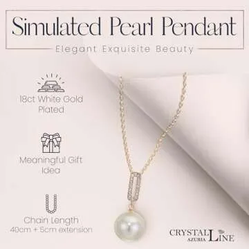 Crystalline Azuria Jewelry Simulated White Pearls Necklace Earrings Bracelet for Women Wedding Party Bridal and Bridesmaid Accessories Rose Gold Plated