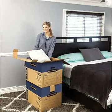 Bankers Box Large Prime Moving Box 6 Pack, Reinforced Handles, Tape-Free Assembly, Attached Lid, 18-in x 18-in x 24-in (0062904)