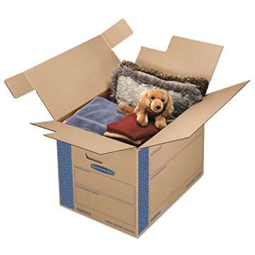 Bankers Box Large Prime Moving Box 6 Pack, Reinforced Handles, Tape-Free Assembly, Attached Lid, 18-in x 18-in x 24-in (0062904)