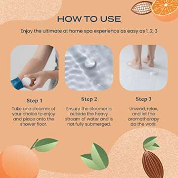 Body Restore Shower Steamers Aromatherapy 6 Pack - Relaxation Birthday Gifts for Women and Men, Travel Essentials, Stress Relief and Self Care - Cocoa Orange