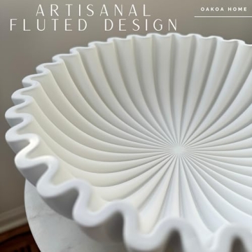 OAKOA White Concrete Fluted Bowl Modern Home Decor