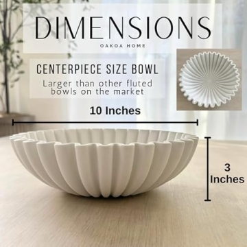 OAKOA White Concrete Fluted Bowl Modern Home Decor