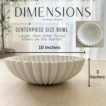 OAKOA White Concrete Fluted Bowl Modern Home Decor
