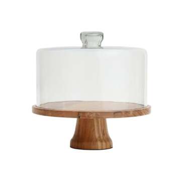Godinger Cake Plate with Dome, Wood Cake Stand, Cake Stand, Dessert Stand, Pastry Stand – Elegant ...