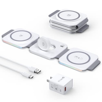 Mag-Safe Charger,Hohosb 3 in 1 Magnetic Foldable Charging Station,Mag-Safe Travel Wireless Charging ...