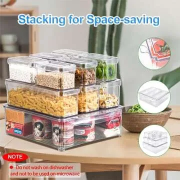Pure Future 10 Pack Refrigerator Organizers and Storage, Stackable Fridge Organizer Bins with Lids, ...