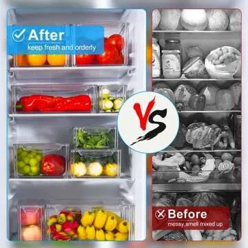 Pure Future 10 Pack Refrigerator Organizers and Storage, Stackable Fridge Organizer Bins with Lids, BPA-Free Produce Fruit Storage Containers for Storage Clear for Food, Drinks, Vegetable Storage
