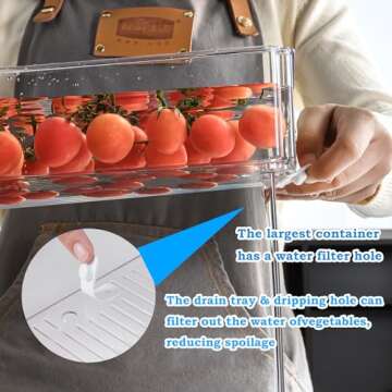 Pure Future 10 Pack Refrigerator Organizers and Storage, Stackable Fridge Organizer Bins with Lids, BPA-Free Produce Fruit Storage Containers for Storage Clear for Food, Drinks, Vegetable Storage