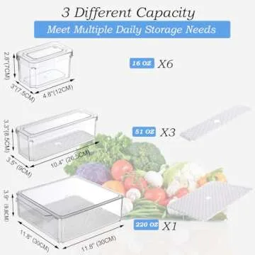 Pure Future 10 Pack Refrigerator Organizers and Storage, Stackable Fridge Organizer Bins with Lids, BPA-Free Produce Fruit Storage Containers for Storage Clear for Food, Drinks, Vegetable Storage