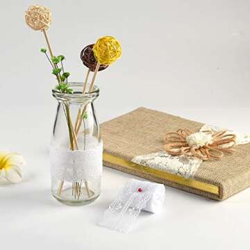 FEPITO 55.5 Yards White Lace Trim Ribbon 15 Rolls Lace Ribbons Assorted Patterns White Vintage Lace Ribbons for Sewing DIY Making and Bridal Wedding Decorations