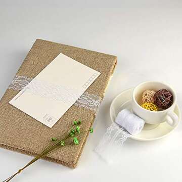 FEPITO 55.5 Yards White Lace Trim Ribbon 15 Rolls Lace Ribbons Assorted Patterns White Vintage Lace Ribbons for Sewing DIY Making and Bridal Wedding Decorations