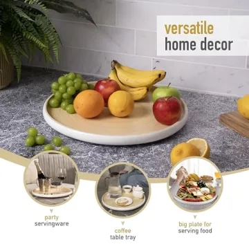 Lexa 15.7 Handcrafted Bamboo Serving Tray for Home Use