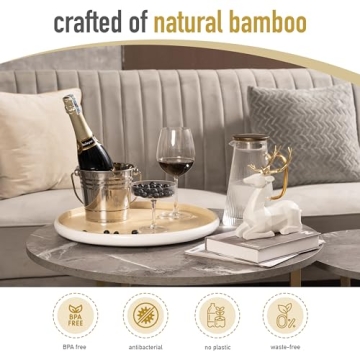 Lexa 15.7 Handcrafted Bamboo Serving Tray for Home Use