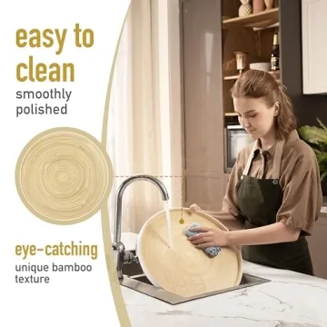 Lexa 15.7 Handcrafted Bamboo Serving Tray for Home Use