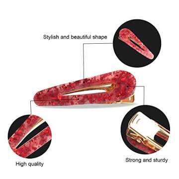 Acrylic Resin Hair Clips for Women,12 Pieces Fashion Geometric Alligator Leopard Print Hair Barrettes for Party Daily Hair styling