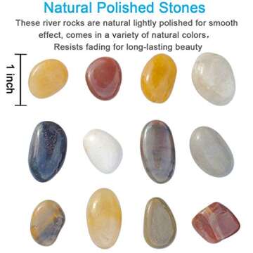 SACKORANGE 2 LB Aquarium Gravel River Rock - Natural Polished Decorative Gravel, Small Decorative Pe...