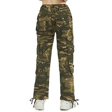 Durable Tactical Baggy Cargo Pants for Women in Camo