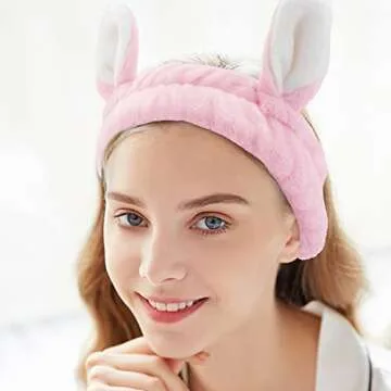 YISSION Bunny Ears Spa Headband - Cute & Functional Hair Accessory