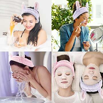 YISSION Bunny Ears Spa Headband - Cute & Functional Hair Accessory