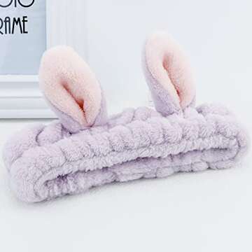 YISSION Bunny Ears Spa Headband - Cute & Functional Hair Accessory