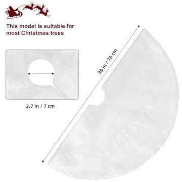 TNIKSKY 30inch Christmas Tree Plush Skirt Faux Fur Christmas Tree Skirt White Plush Skirt for Holida...
