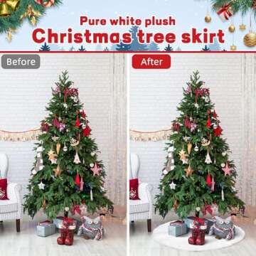TNIKSKY 30inch Christmas Tree Plush Skirt Faux Fur Christmas Tree Skirt White Plush Skirt for Holiday Tree Ornaments Decoration Merry Christmas 73-75cm