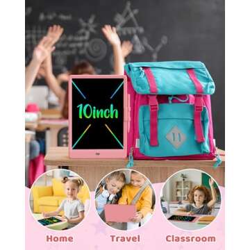 UCIDCI LCD Writing Tablet Doodle Board 10 Inch - Colorful Screen Electronic Toddler Drawing Tablet Drawing Pad, Educational Learning Kids Toys for 3 4 5 6 7 8 Year Old Kids Girls Boys