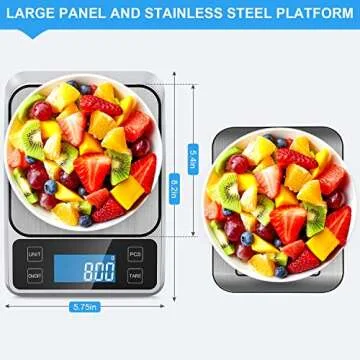 Allkeys USB Rechargeable Food Scale,Digital Kitchen Scale Weight Grams and Oz for Cooking and Baking, 0.1g/0.035oz Precise Graduation, 9"x6.3"Stainless Steel Surface, Large Back-lit LCD Display