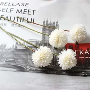 Tinsow 12 Pcs Faux Ball Chrysanthemum Bouquet for Weddings