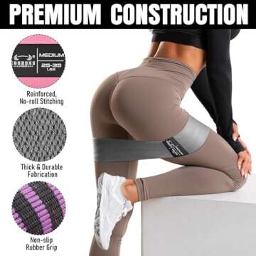 Fabric Resistance Bands for Working Out - Exercise Bands for Women and Men, Booty Bands for Legs and Butt, Yoga, Pilates, Rehab, Fitness and Home Workout