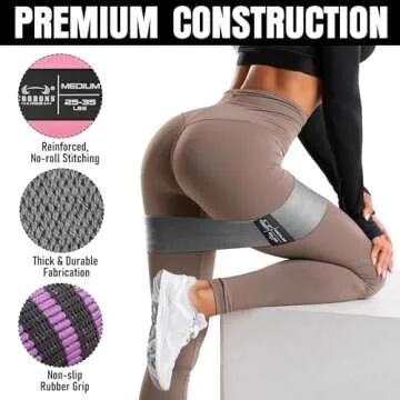 Fabric Resistance Bands for Working Out - Exercise Bands for Women and Men, Booty Bands for Legs and Butt, Yoga, Pilates, Rehab, Fitness and Home Workout