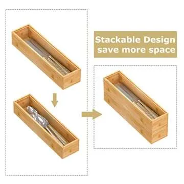 Organize with Bamboo Drawer Storage Set - Stackable & Stylish