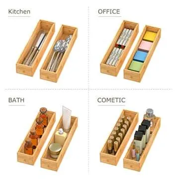 Organize with Bamboo Drawer Storage Set - Stackable & Stylish