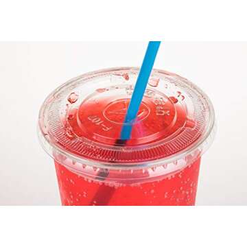 Golden Apple, 32oz-25sets. Clear Plastic Cups with Flat lids X hole (25cups +25lids) BPA Free…